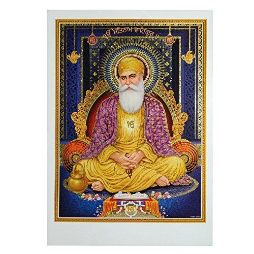 indischerbasar.de Bild Guru Nanak 50 x 70 cm Sikhismus Kunstdruck Plakat Poster Gold Indien Hochglanz Dekoration von indischerbasar.de