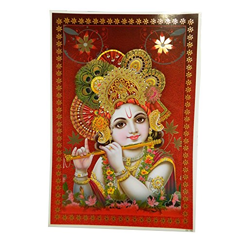 indischerbasar.de Bild Krishna 33 x 48 cm Kunstdruck Plakat Poster Indien Hinduismus Dekoration von indischerbasar.de