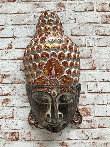 indochine-interiors.de Buddha-Maske-Buddha-Kopf-Dekomaske-Büste–Relief-Wandskulptur-Interieur (50 cm) von indochine-interiors.de