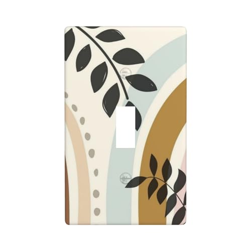 Boho-Lichtschalterplatte, moderne Blätter und geometrische Formen, einzelner Kippschalter, dekorative elektrische Wandplatten, 1-Gang-Lichtschalter-Abdeckplatte, 7 x 11,4 cm, für Küche, Schlafzimmer, von indokyeyqaz