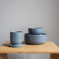 Keramik Geschirr-Set | Blau Servierschale Teller Schale Dose Mit Deckel Kaffeebecher in Deutschland Handgemacht von indreceramics