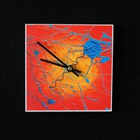 Lebendige, Orange Und Blaue, Abstrakte Kunstuhr Lebendige, Orange Und Blaue, Abstrakte Kunstuhr von indyRtist