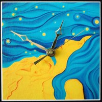 Ooak Blau Und Gelb, Mutter Kind in Der Nacht Uhr von indyRtist