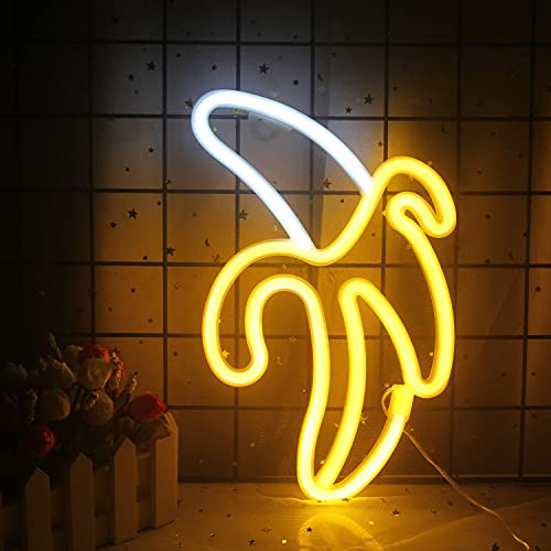 Banane Leuchtreklame Gelbe weiße Bananen Neonlicht Früchte LED Lichtzeichen Neon Neon Schild Nachtlichter für Wand Schlafzimmer Kinder Restaurant Bar Obstladen von ineonlife