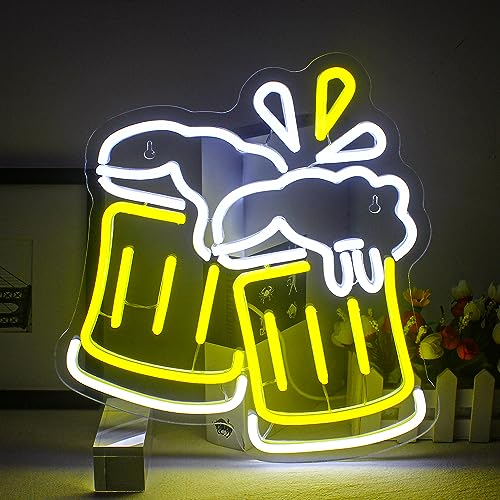 Bier Neon Schild Gelb Cheers Neon Lichter Led Bier Geformte Neon Schild Weiße Bar Licht Leuchtreklame Neonlicht (Beer cheers) von ineonlife