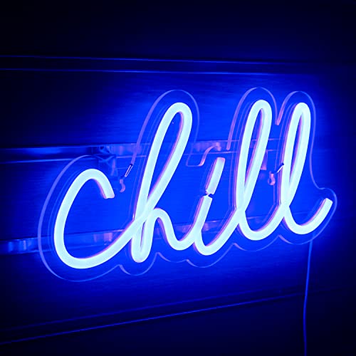 Chill Leuchtreklame Blau Led Schild Chill Neon Wandleuchte Buchstaben Neon Schild für Wanddekor Neonlicht für Schlafzimmer Bar Hotel Spielzimmer von ineonlife