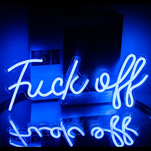 Fuck off Neon Schild Blau LED Led Schriftzug Neon Sign Leuchtreklame Neonlicht Gaming Neonschild Wandleuchte Acryl USB LED Bar Schild Wort Leuchtschrift für Schlafzimmer Gaming Deko von ineonlife