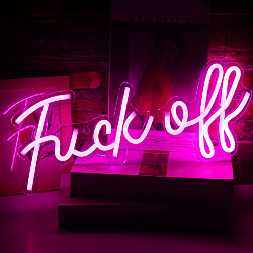 Fuck Off Leuchtreklame Rosa Word LED Neon Wandleuchte Schilder Acryl USB Neonleuchten für Schlafzimmer Brief Neon Lampe Schild für Bar Pub Home Decorations von ineonlife