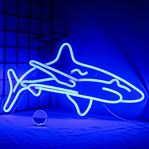 Hai Led Leuchtreklame für Schlafzimmer Blaue Leuchtschilder Wanddekoration Acryl Einzigartig Nachtlicht für Jungen Geschenke Wohnzimmer Bar Partyzubehör von ineonlife