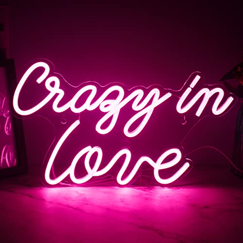 Ineonlife Crazy In Love Leuchtreklamen Led Neonschild für Schlafzimmer Acryl Kunst Nachtlicht Rosa Neon Wandleuchten für Mädchen Geschenk Valentinstag Party von ineonlife