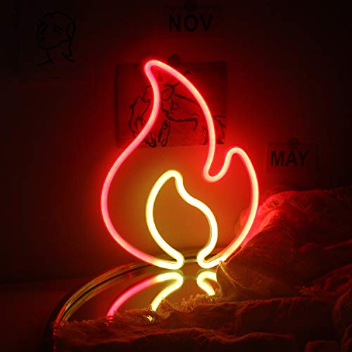 Ineonlife Flamme Leuchtreklame für Wand Rot Gelb Neonlicht LED Flamme Aufleuchten Feuer Neon Schild für Schlafzimmer Bar Restaurant Zuhause Deko von ineonlife