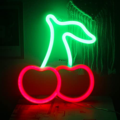 Ineonlife Kirsche Neonlichter für Schlafzimmer Neonschilder Rot Grün Led Neon Wandschild Obst Neon Lampenschild für Kinder Home Restaurant Schlafsaal Wanddekoration von ineonlife