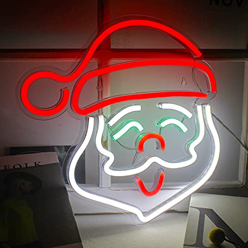 Ineonlife Weihnachtsmann Leuchtreklame Weihnachten Neonlichter Led Neon Wandleuchte Acryl Led Neon Schild für die Wand USB Einzigartiges Nachtlicht für Dekorationen Bar Party Zeichen von ineonlife