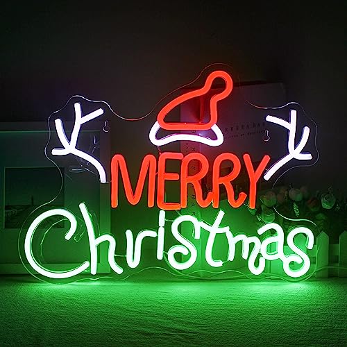 Frohe Weihnachten Neon Schild Merry Christmas Buchstaben Neon Licht für Wanddekoration LED Leuchtreklame für Weihnachtsfeier, Neujahr, Feiertagsdekoration Geschenk für Familie von ineonlife