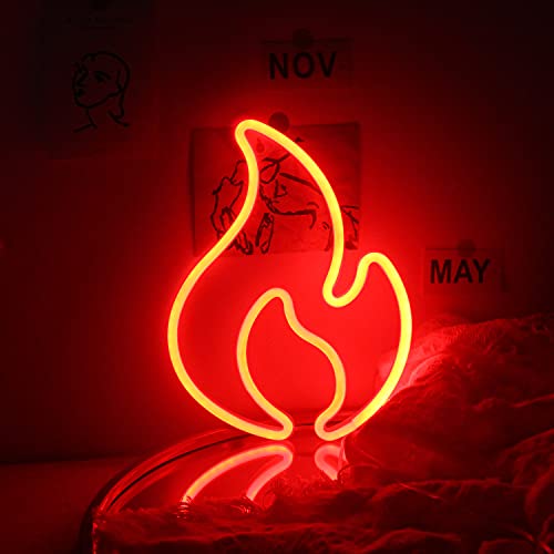 Ineonlife Flamme Leuchtreklame für Wand Rot Neonlicht LED Zeichen Aufleuchten Feuer Neon Nachtlicht für Schlafzimmer Bar Restaurant Zuhause Dekor von ineonlife