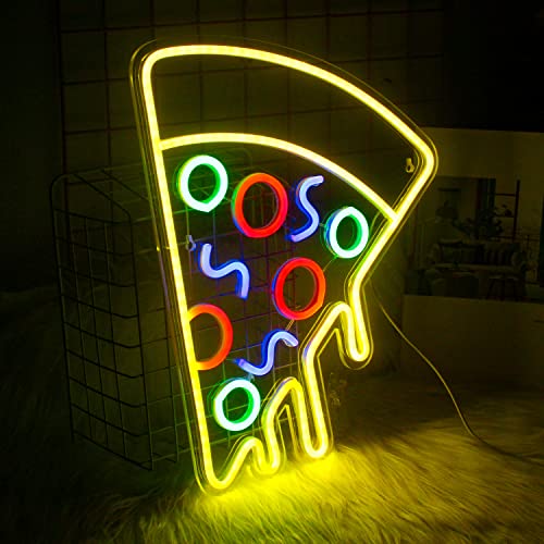 Pizza Neonlicht Acryl LED Schild Lebensmittel Form Neon Schild für die Wand Gelb LED Pizza Neonlicht Schild für Schlafzimmer Restaurant Küche Party Dekoration von ineonlife