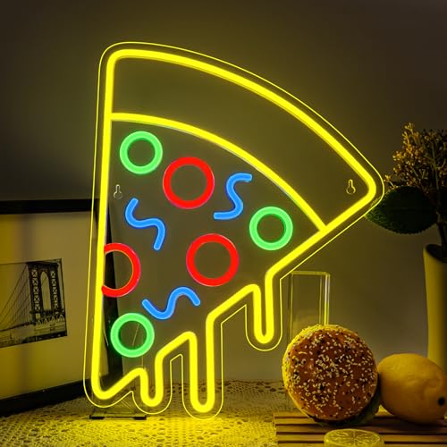 Pizza Neonlicht Acryl LED Schild Lebensmittel Form Neon Schild für die Wand Gelb LED Pizza Neonlicht Schild für Schlafzimmer Restaurant Küche Party Dekoration von ineonlife