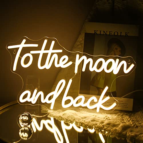 To The Moon and Back Leuchtreklame warm weiße LED Leuchtschild für Wand Dekoration USB Mond Neon Schild Neonlicht für Hochzeit Wandkunst Kinderzimmer Zuhause Party Geschenk von ineonlife