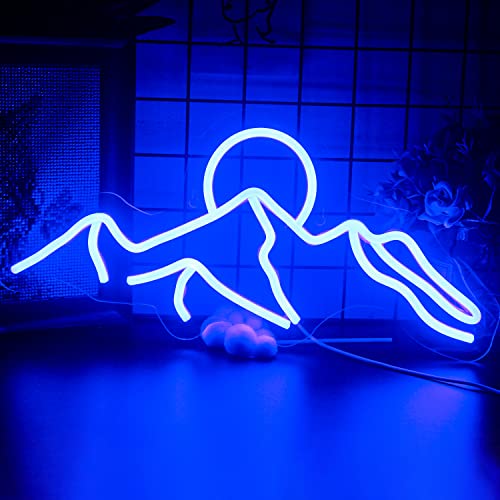 Wüsten Sonnenuntergang Leuchtreklame Neonlicht Büro Wohnzimmer Innenarchitektur Blaue LED Neon Wandleuchten Dekorative Wandkunst von ineonlife