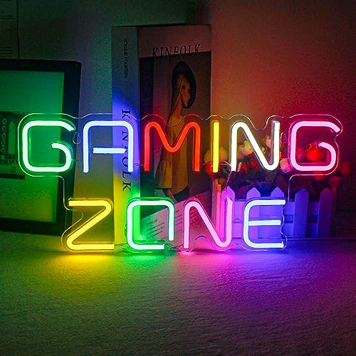 ineonlife Gaming Zone Neon Schild Buntes LED Gaming Neon Licht für Wand Dekor Brief Neon Licht Zeichen für Spielraum, Spiel Zone, Mann Höhle, Geschenke für Gamer, Jungen, Männer von ineonlife