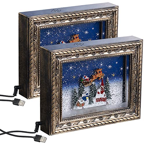 infactory 3D Effekt Bild: 2er-Set Weihnachts-Bilderrahmen Weihnachtsdorf, LEDs, Schneewirbel (Bilderrahmen mit Musik, Leuchtbilderrahmen, Weihnachtsbeleuchtung) von infactory
