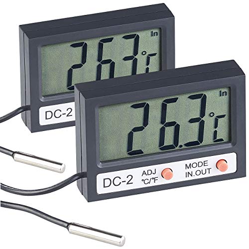 infactory Wasserthermometer: 2er Pack Digitales Aquarium-Thermometer mit Uhrzeit und LCD-Display (Thermometer für Wasser, Aquarien-Thermometer, Temperaturfühler) von infactory