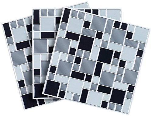 infactory 3D Mosaik Aufkleber: Selbstklebende 3D-Mosaik-Fliesenaufkleber Modern 26 x 26 cm, 3er-Set (Fliesen Klebefolie, Fliesenaufkleber Bad, Reparaturset) von infactory
