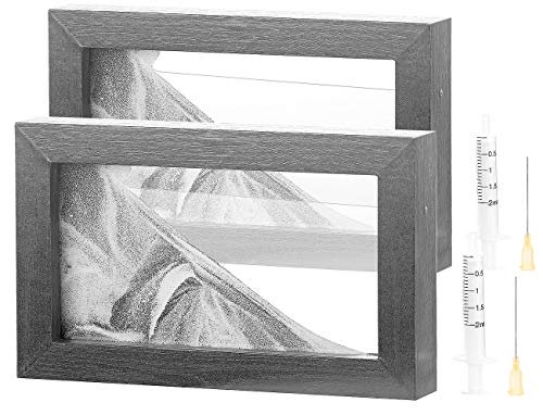 infactory Sandbilder zum Drehen: 2er-Set Schwarz-Weiß-Sandbilder mit Holzrahmen, 20 x 12 cm (Bilderrahmen mit Sandbild, Sand-Bilder im Fotorahmen, Mitbringsel) von infactory