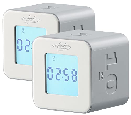 infactory Timer-Uhr: 2er-Set digitale Timer-Würfel mit 4 Zeiten, 6 x 6 x 5,5 cm (Alarmzähler, Cube) von infactory