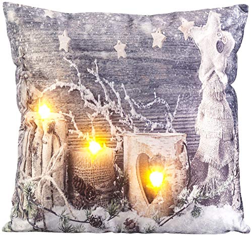 infactory Weihnachtskissen: Deko-Kissen mit Winter-Motiv, 3 LEDs, Batteriebetrieb, 45 x 45 cm (Dekokissen Wintermotiv, Kissen mit Weihnachtsmotiv, Weihnachten) von infactory