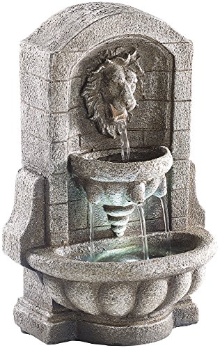 infactory Springbrunnen: Beleuchteter Zimmerbrunnen Löwenkopf mit LED und Pumpe (Brunnen Zimmerbrunnen, Luftbefeuchter-Zimmer-Brunnen, Wasserfall) von infactory