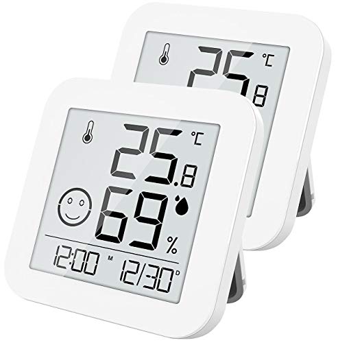 infactory Thermometer innen: 2er-Set digitale E-Ink Thermo- und Hygrometer mit extralanger Laufzeit (Raum Thermometer Hydrometer, Digital Hygrometer, Kühlschrank) von infactory