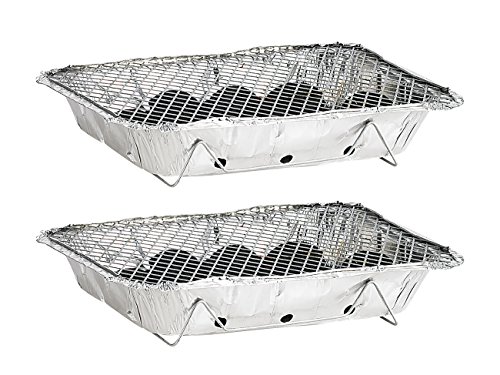 infactory Camping-Grill: 2er-Set handliche Einweggrills mit 500 g Kohle je Grill und Anzünder (Mini-Grill, Kleiner Grill, Schaschlik) von infactory