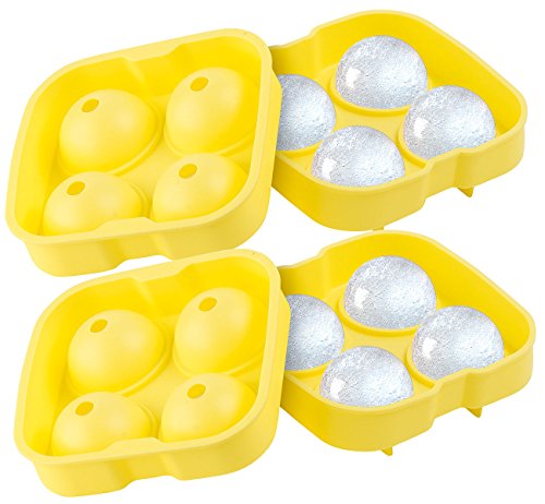 infactory Eiswürfelform rund: 2er-Set Silikon-Eiswürfelform "Ice Balls" für 8 XXL-Eiskugeln, Ø 45 mm (runde Eiswürfel, Eisball Form, Eiswürfelbehälter) von infactory
