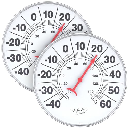 infactory Fensterthermometer außen: 2er Set Bimetall-Thermometer für innen und außen, Temperatur in C° (Zeigerthermometer, Bimetall-Zeigerthermometer) von infactory