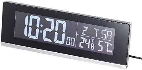 infactory Uhren: Tisch-Funkwecker mit Thermometer, Hygrometer und USB-Ladebuchse, 2 A (Tischfunkuhr, USB Wecker, Apple iPhone Ladekabel) von infactory