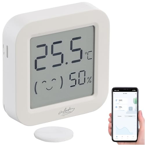 infactory Thermometer: Mini-Thermo-/Hygrometer, Komfort-Anzeige, LCD-Display, Bluetooth, App (Thermometer Hygrometer, Thermohygrometer, Temperatursensoren) von infactory