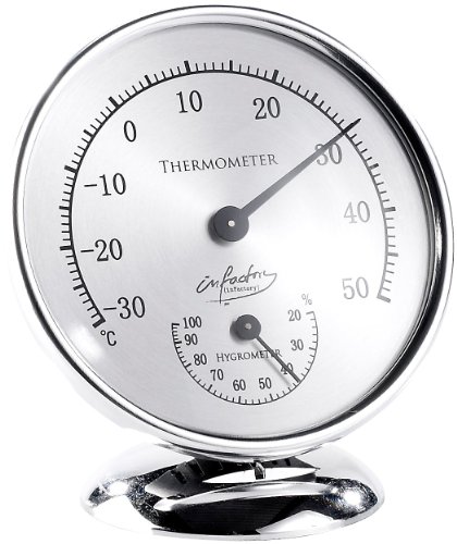 infactory Zimmerthermometer analog: Analoges Thermometer mit Hygrometer, 10 cm (Innenthermometer analog, Außenthermometer Fenster analog, Luftfeuchtigkeit) von infactory