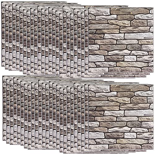 infactory Klebefliese: Selbstklebende 3D-Steinwandoptik-Fliesenaufkleber, 30 x 30cm, 20er-Set (Klebefolie für Fliesen, Fliesen-Aufkleber-Reparaturets, Reparaturset) von infactory