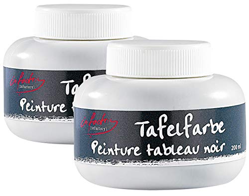 infactory Tafelwandfarbe: 2er-Set Streichbare Tafelfarbe für mit Kreide beschriftbare Wände (Tafel-Farben zum Streichen, abwischbare Tafel selber Machen, Farbe) von infactory