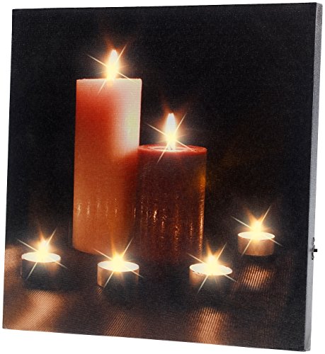 infactory Led Bild: LED-Leinwandbild mit romantischem Kerzenflackern Modern Times (Led Bild Kerzen, Kerzenbild, Weihnachtsbilder Beleuchtung) von infactory