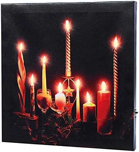 infactory LED Wandbild: LED-Leinwandbild Advent mit Kerzenflackern (Kerzenbild, Adventskranz, Weihnachtsbaum) von infactory
