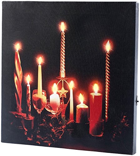 infactory Leinwandbild Weihnachten: LED-Leinwandbild Advent mit Kerzenflackern, Fernbedienung (LED Leinwandbild Weihnachten, LED Bild Advent, Adventskalender) von infactory