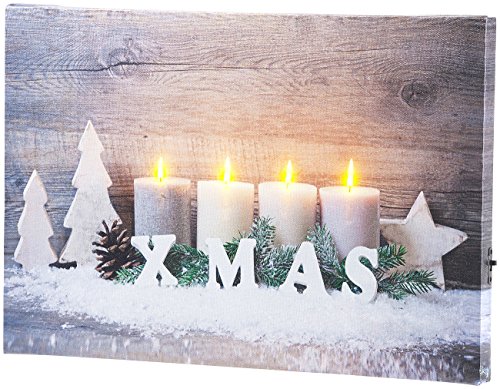 infactory LED Bilder: Wandbild Kerzen im Schnee mit LED-Beleuchtung, 30 x 20 cm (Weihnachtsbilder, LEDbild, Weihnachtsbeleuchtung) von infactory