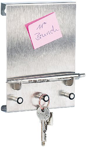 infactory Memoboard: Edelstahl-Schlüsselbord mit Notiz- & Stiftablage (Edelstahl Schlüsselboard) von infactory