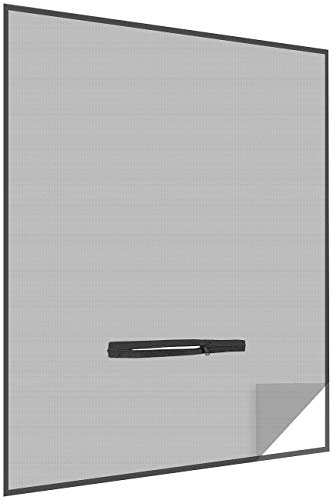 infactory Moskitonetz: Fliegengitter mit Fenster-Zugang, 150 x 180 cm, zuschneidbar, schwarz (Fliegengitter mit Reißverschluss, Moskitonetz mit Reißverschluss, Klettband) von infactory