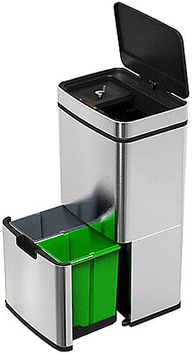 infactory Mülltrennsystem: Design-Mülltrenn-System mit Sensor, 4 Behälter, Edelstahl, 75 Liter (Abfalleimer, Müllsammler, Automatischer) von infactory