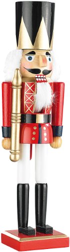 infactory Nussknacker Holzfigur: Handbemalter Deko-Nussknacker König aus Holz, 35 cm (Deko Figur, Holz Figur, Nüsse Knacken) von infactory