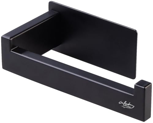 infactory Papierrollenhalter WC: Toilettenpapierhalter, ohne Bohren, selbstklebend, schwarz (Selbstklebender WC Papierhalter, Rollenhalter Edelstahl) von infactory