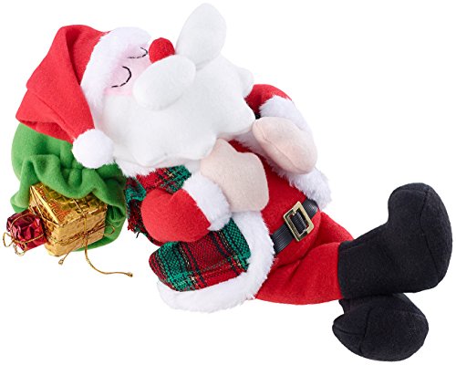infactory Schlafender Nikolaus: Schlafender Weihnachtsmann mit Atem-Bewegungen und Schnarch-Geräuschen (Schlafender Weihnachtsmann im Bett, Schnarchender Weihnachtsmann, Kinder Weihnachten) von infactory